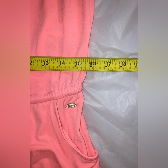 NWOT Guess Romper Bright Peach Sleeveless Strapless Pockets Drawstring Med - Picture 12 of 15